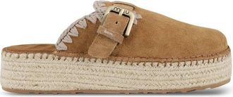 Mou Jute Clog Plain Suede - Dames - Slip ons - Bruin - 37 EU - Jute - Schoenen