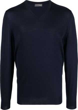 Drumohr V-neck knitted jumper - men - Merino - 50 - Blue
