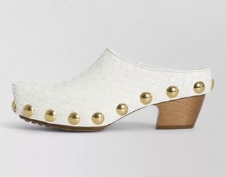 Bottega Veneta fig wood platform nappa leather mules