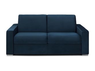 VENTE-UNIQUE.COM Sof&aacute; cama terciopelo 3 plazas azul oscuro 194x223cm