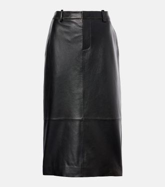 Vince Mid-rise leather pencil skirt