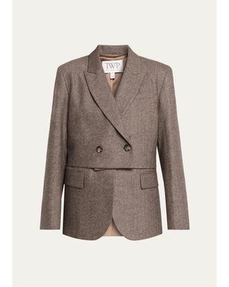 TWP Two-Faced Herringbone Wool-Cashmere Blazer