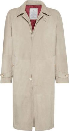 Brunello Cucinelli Beige Leather Mens Coat
