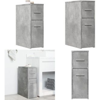vidaXL Armadietto da Bagno Stretto con Ruote Grigio Cemento Truciolato - Armadietto da bagno con ruote - Armadietto da bagno stretto