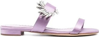 Manolo Blahnik Purple Silk Womens Slippers