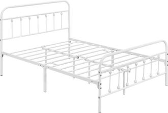 Yaheetech Yaheetech - Cama Doble de Metal Marco Metal Cama Blanca Sencilla Cama Hierro Estructura de Cama para Colchón 140X200cm Blanco