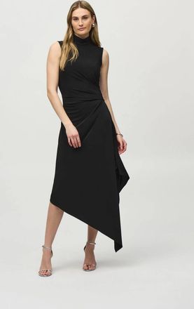 Joseph Ribkoff Fit And Flare Asymmetrical Hem Dress In Black