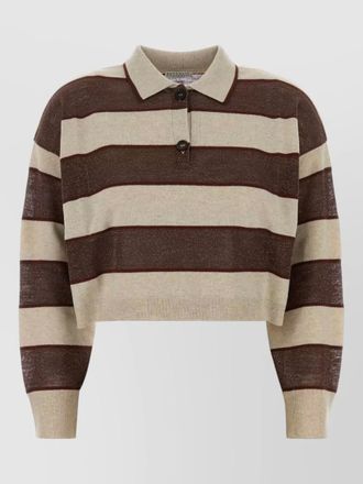 Brunello Cucinelli cropped wool blend polo shirt striped