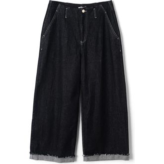 Damson Madder Pascal Loose Fit Raw Hem Jeans in Black at Nordstrom, Size 25