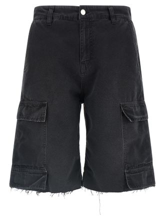 44 Label Group Black Cotton Bermuda Mens Shorts