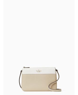 Kate Spade New York Womens Leila Colorblock Pebbled Leather Triple Gusset Crossbody - Beige - One Size