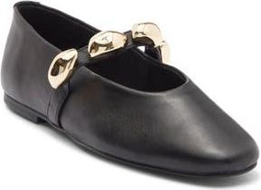 Steve Madden Poppin Flat in Black Leather at Nordstrom Rack, Size 8.5