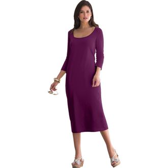 Jessica London Stretch Cotton T Shirt Dress in Dark Berry at Nordstrom, Size 14
