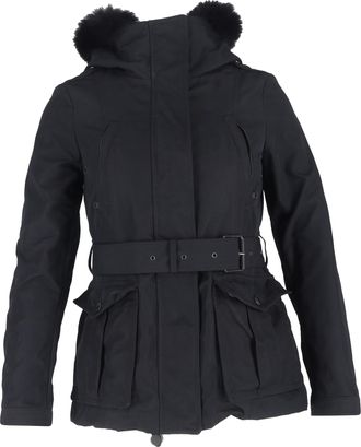Burberry Womens Brit Cloverdale Parka Jacket with Removable Vest in Black - Mocha Nylon - Size 8 UK
