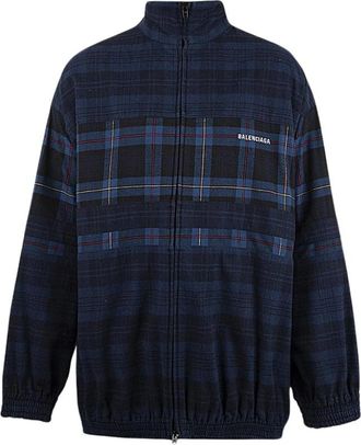 Balenciaga Hoge-hals Ritsjas - Heren - Zomerjassen - Blauw - XS - Katoen - Jassen