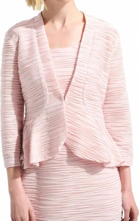 Joseph Ribkoff Textured Peplum Twin Set Top In Petal Pink