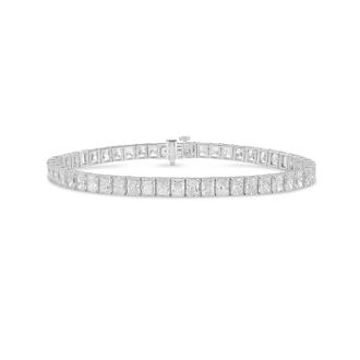 Diana M. Jewels 18kt white gold 15cts lab grown radiant cut diamond tennis bracelet