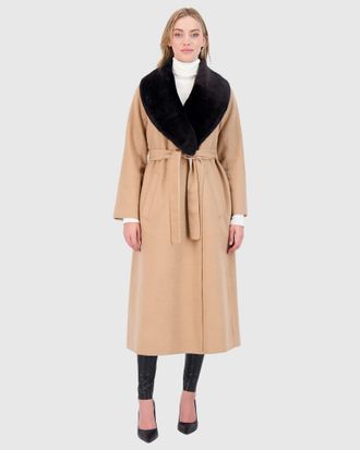 Gorski LORO PIANA WOOL SHORT COAT WITH SHEARLING LAMB COLLAR