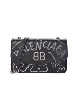 Balenciaga Calfskin Graffiti BB Chain Wallet Size 35