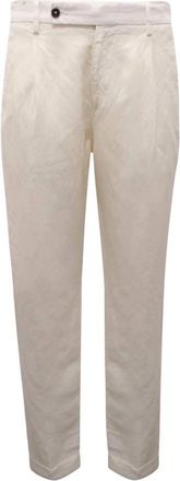 Berwich Lyocell/Linnen Broek Retrostijl - Heren - Slim Fit Broeken - Wit - S - Linnen - Broeken