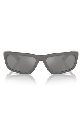 Prada 59mm Rectangular Sunglasses in Grey Silver at Nordstrom