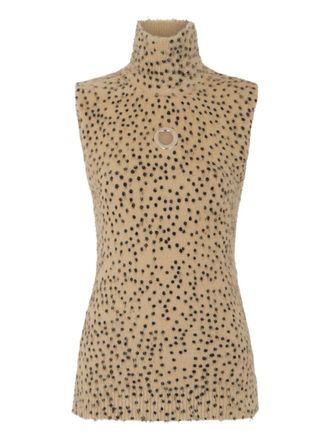 Paco Rabanne turtleneck polka-dot print top - women - Polyamide - S - Neutrals