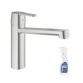 GROHE Get Batidora De Cocina Supersteel Ca&ntilde;o Bajo + Limpiador Grohclean - Grohe