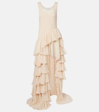 Xu Zhi Tiered asymmetric maxi dress