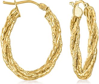 Ross-Simons Italian 14kt Yellow Gold Twisted Oval Hoop Earrings