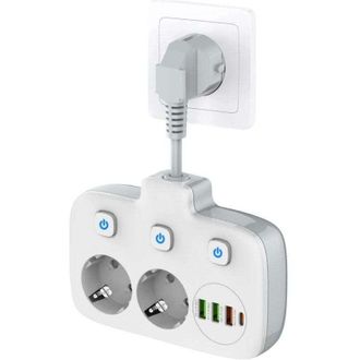 OEM Regleta Con 2 Tomas De Corriente Y 3 Puertos Usb - Protecci&oacute;n Contra Sobretensiones - Bloqueo De Seguridad Infantil - Cable Giratorio De 360&deg; - Pc Ign