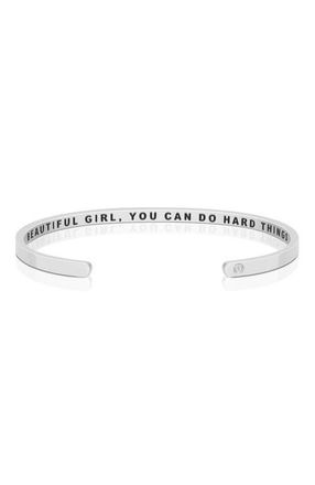 Mantra Beautiful Girl, You Can Do Hard Things bracelet in Inside - Silver at Nordstrom