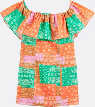 La Redoute Collections Korte jurk met volant en kasjmierprint