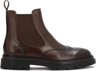 Kazar Schoenen, Heren, Bruin, 46 EU, Leer, Leren Chelsea Boots met Brogue Details