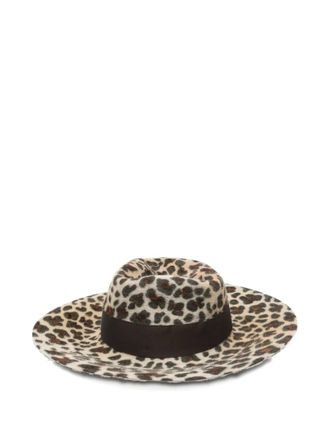 Borsalino leopard-print hat - Brown