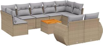 vidaXL Juego De Sof&aacute;s Jard&iacute;n Con Cojines Beige 10 Pzas Rat&aacute;n Sint&eacute;tico Vidaxl