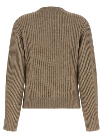 Brunello Cucinelli Sparkling Cashmere-Wool Blend Sweater - beige
