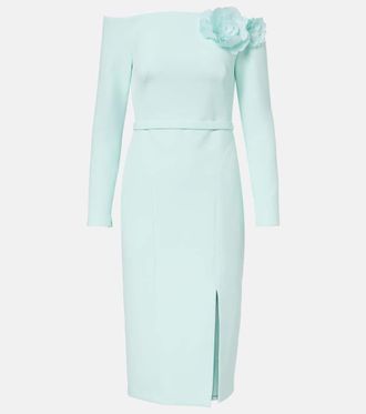 SAFiYAA Vestido midi Jay de crep&eacute; con aplique floral