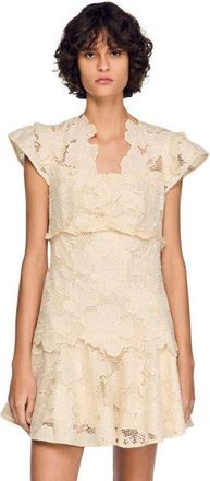 Sandro Short guipure dress in Ecru at Nordstrom, Size 34 Eu