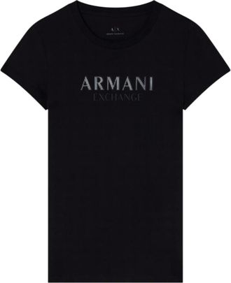 A|X Armani Exchange Tops, Dames, Zwart, XL, Katoen, Slim fit T-shirt met logo