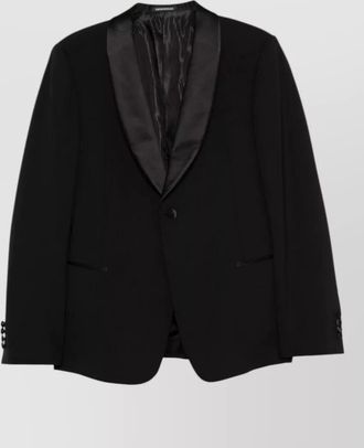 Emporio Armani tuxedo suit wool satin lapel design