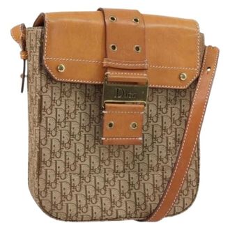 Dior Pre-owned Vintage Trotter Canvas Schoudertas - Dames - Pre-owned - Bruin - Maat: ONE Size Leer