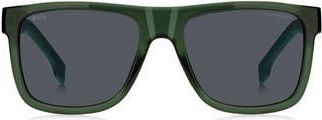 BOSS 55mm Rectangular Sunglasses in Green at Nordstrom Rack