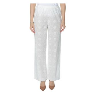 MC2 Saint Barth Wide Trousers, female, White, Size: XS Inez Pullup Crochet Pant