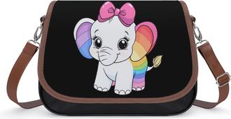 Generic Cute Elephant Rainbow Small Womens Crossbody Bags Shoulder Handbag with Adjustable Strap for Travel