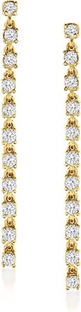 Ross-Simons Diamond Linear Drop Earrings in 18kt Gold Over Sterling