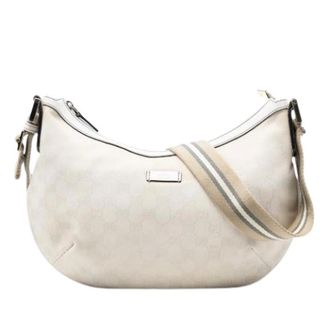 Gucci Pre-owned Shoulder Bags, female, White, Size: ONE SIZE Pre-owned Canvas Crossbody Bag
