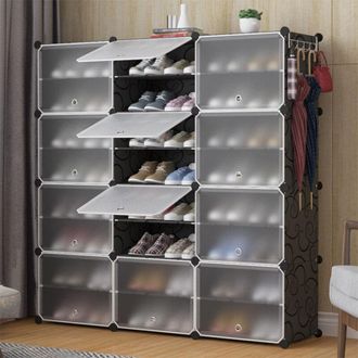 Oobest Estanter&iacute;a Por M&oacute;dulos Organizador De Zapatos, Zapatero Con 12 Estantes, Estanter&iacute;a Modular Para Bricolaje De 24 Ranuras, Resistente Al Polvo F&aacute;cil Mo