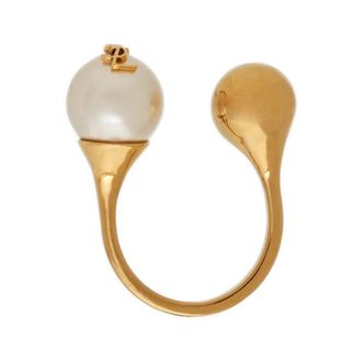 Saint Laurent Rings, female, Yellow, Size: 45 MM Golden Pearl Cassandre Ball Ring