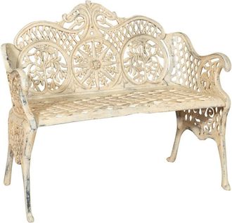 Biscottini International Biscottini - Panchina da giardino in ghisa 110x55x90 cm Divanetto da esterno Panca con braccioli Liberty Sedia 2 posti Panchina in ferro