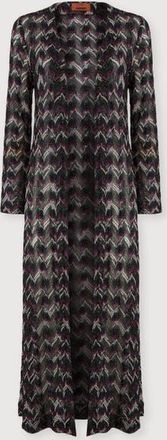 Missoni Long Cardigan In Embroidered Lace in Black & Purple at Nordstrom, Size 44 It